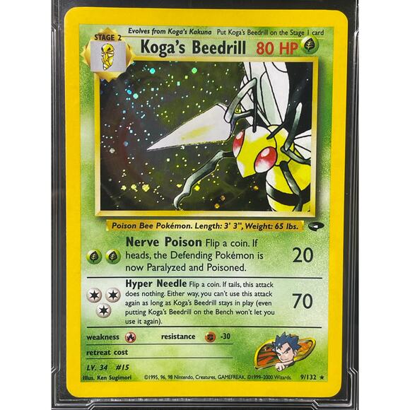 2000 Koga's Beedrill #9 Pokémon Gym Challenge ArenaClub Graded MINT 9 - Picture 3 of 4